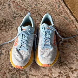 HOKA One Bondi 8 Women's Light Blue and Yellow athletic shoe 11D worn twice
